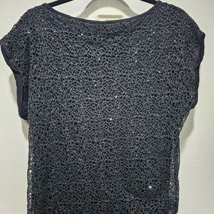Black sequinned sleeveless top